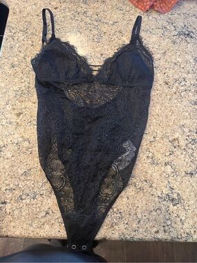 Black Lace Bodysuit - Sheer Lace Teddy